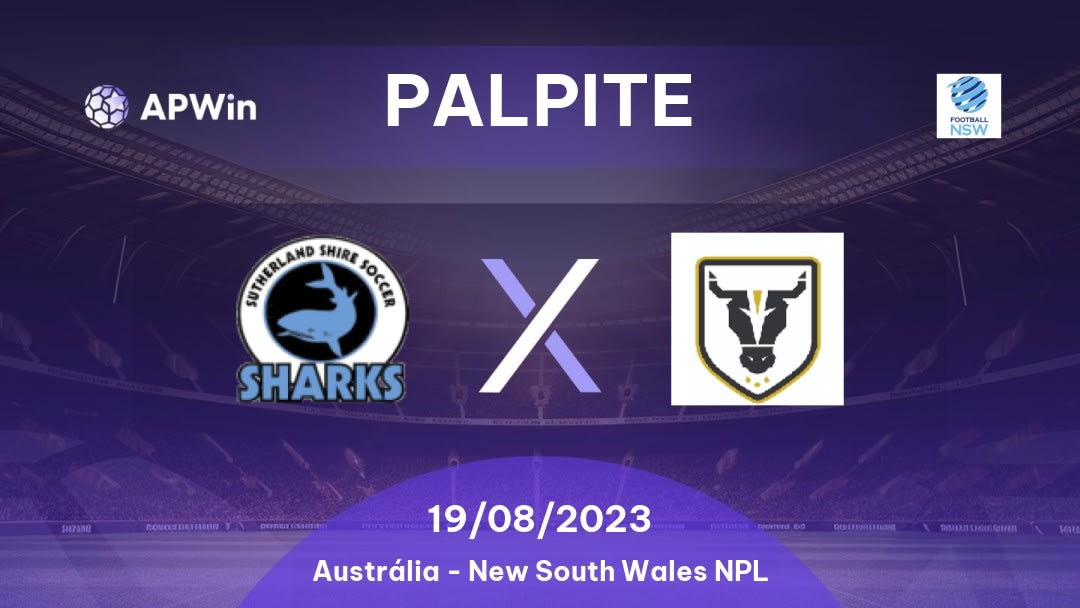 Palpite Sutherland Sharks x Bulls Academy: 19/08/2023 - New South Wales NPL