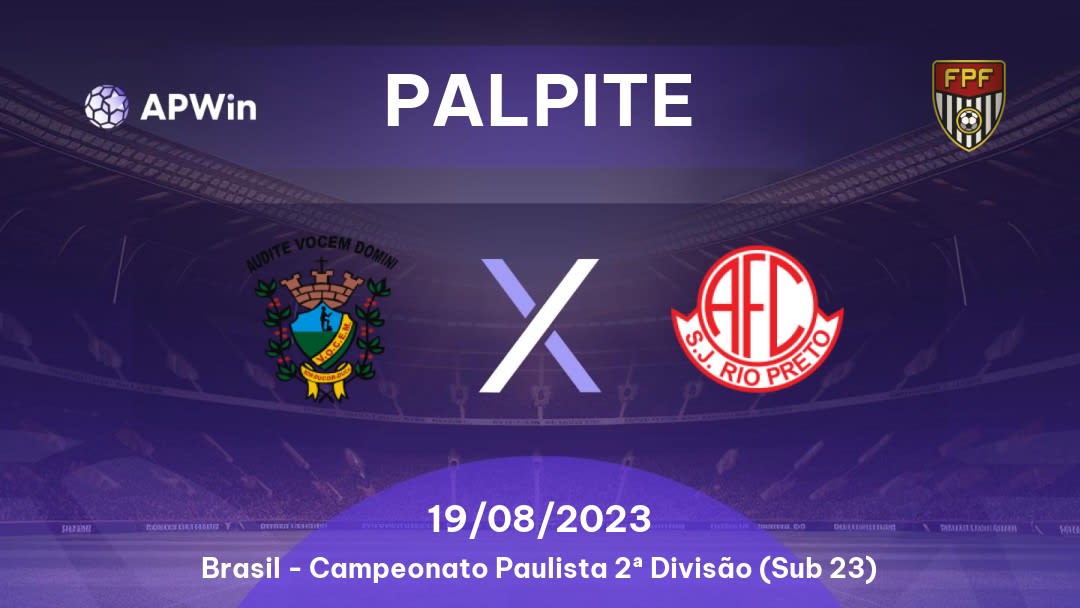 Palpite VOCEM x América SP: 19/08/2023 - Campeonato Paulista 2ª Divisão (Sub 23)