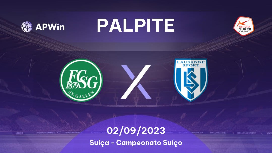 Palpite St. Gallen x Lausanne Sport: 02/09/2023 - Campeonato Suíço