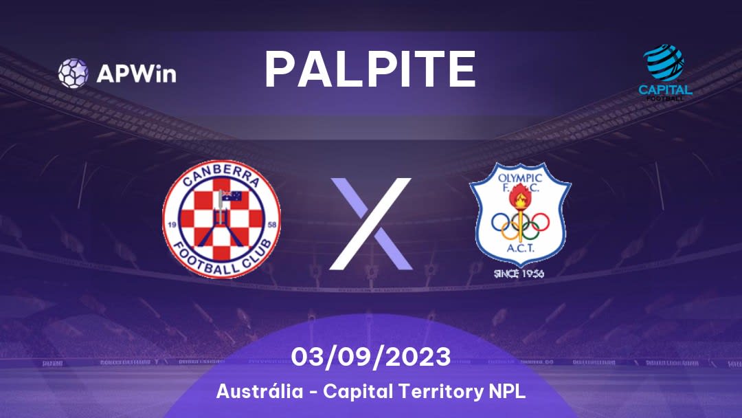 Palpite Canberra x Canberra Olympic: 03/09/2023 - Capital Territory NPL