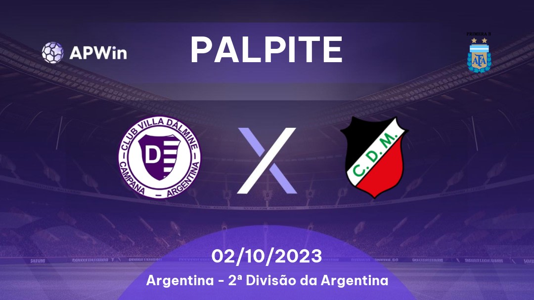 Palpite Villa Dálmine x Deportivo Maipú: 02/10/2023 - 2ª Divisão da Argentina