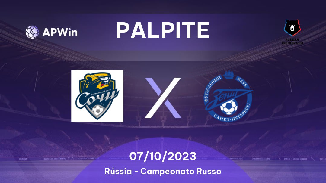 Palpite FK Sochi x Zenit: 27/05/2023 - Campeonato Russo