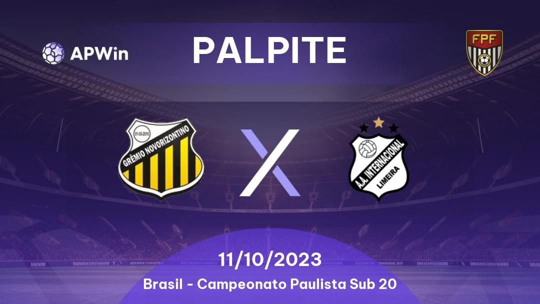 Palpite Novorizontino Sub20 x Inter Limeira Sub20: 11/10/2023 - Campeonato Paulista Sub 20