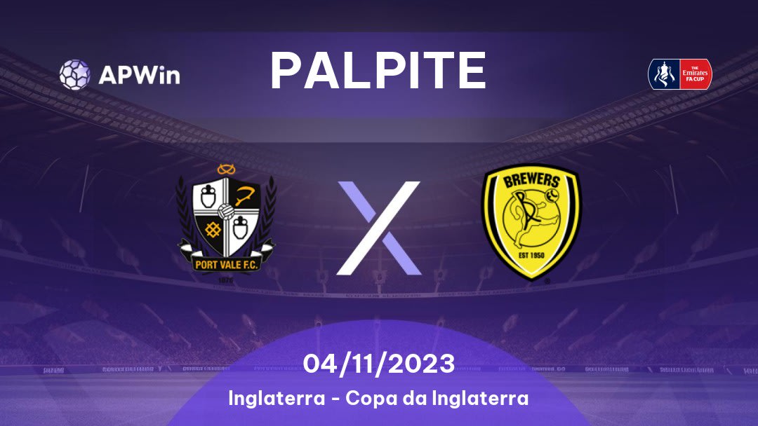 Palpite Port Vale x Burton Albion: 18/03/2023 - 3ª Divisão da Inglaterra