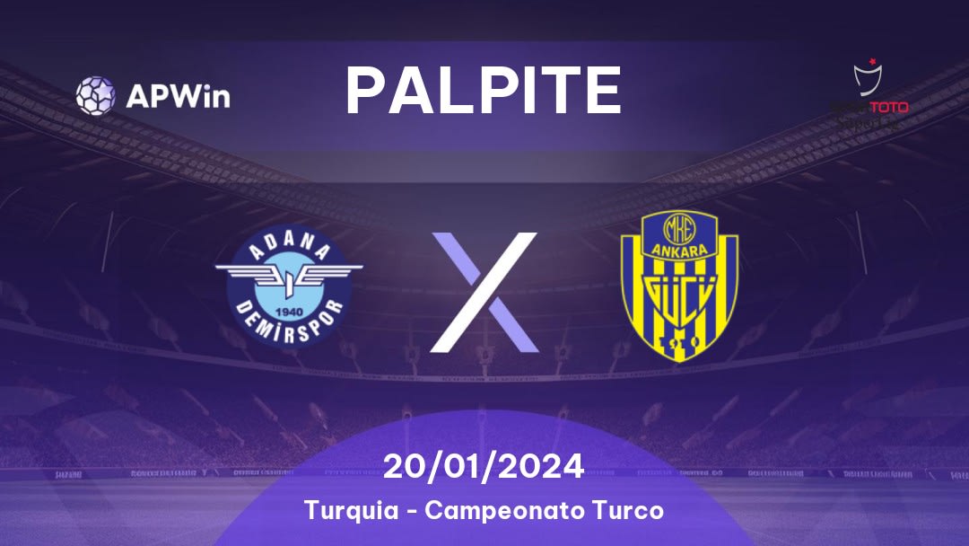 Palpite Adana Demirspor x Ankaragücü: 14/01/2023 - Campeonato Turco