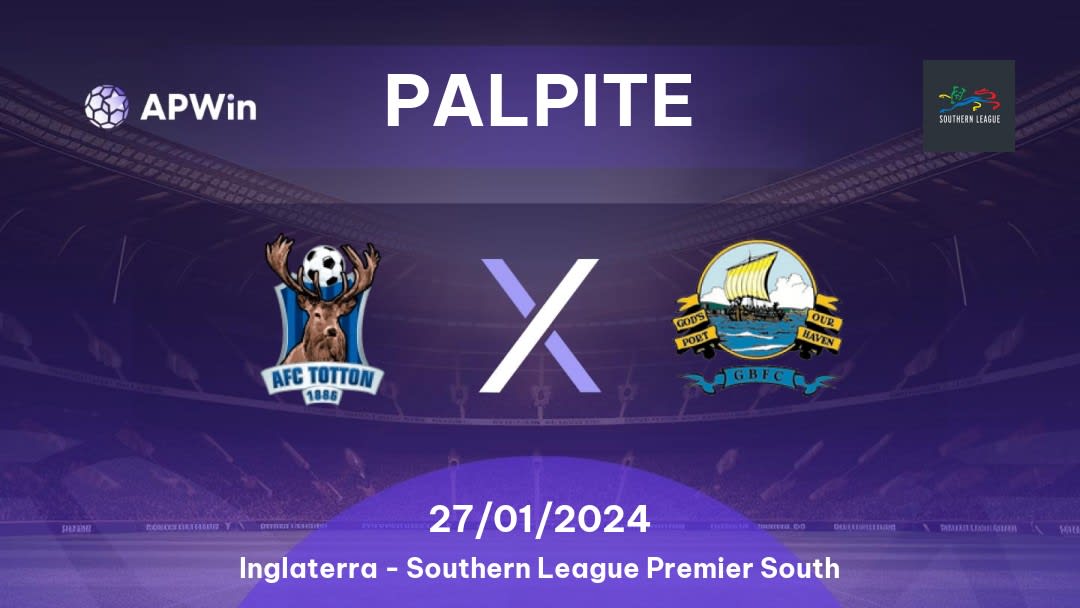 Palpite AFC Totton x Gosport Borough: 27/01/2024 - Southern League Premier South