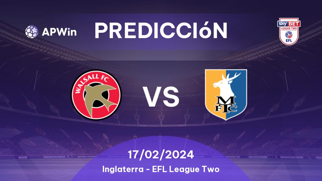 Predicciones Walsall vs Mansfield Town: 01/01/2023 - Inglaterra EFL League Two