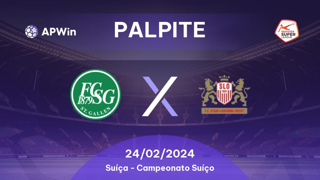 Palpite St. Gallen x Stade Lausanne-Ouchy: 24/02/2024 - Campeonato Suíço