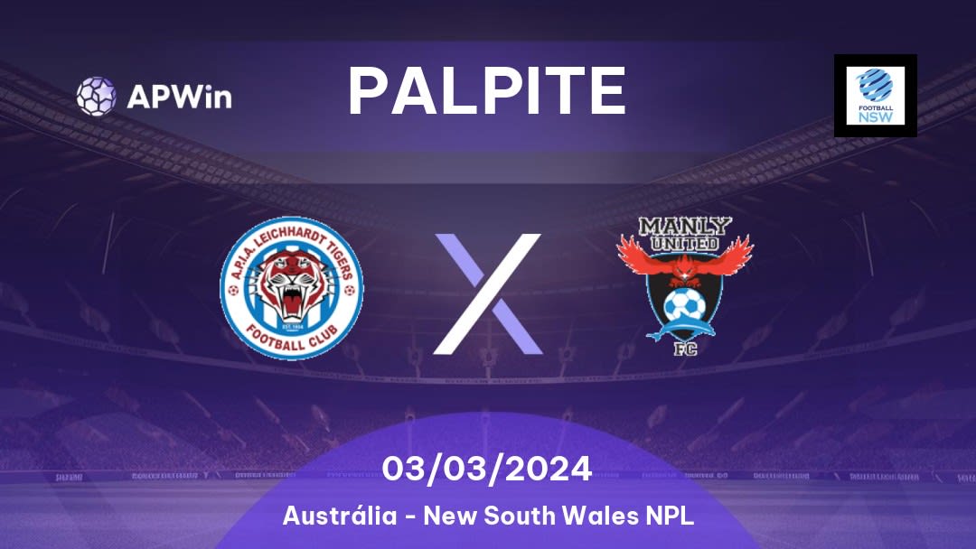 Palpite APIA Leichhardt Tigers x Manly United: 07/04/2023 - New South Wales NPL