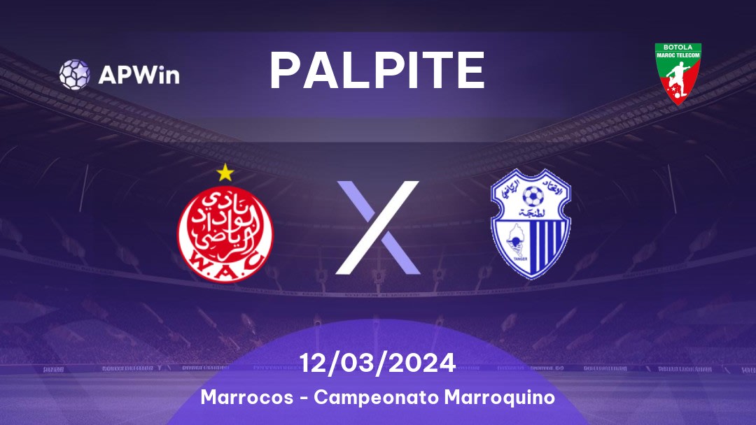 Palpite Wydad Casablanca x Ittihad Tanger: 14/03/2023 - Campeonato Marroquino