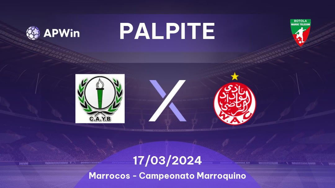 Palpite Youssoufia Berrechid x Wydad Casablanca: 17/03/2024 - Campeonato Marroquino