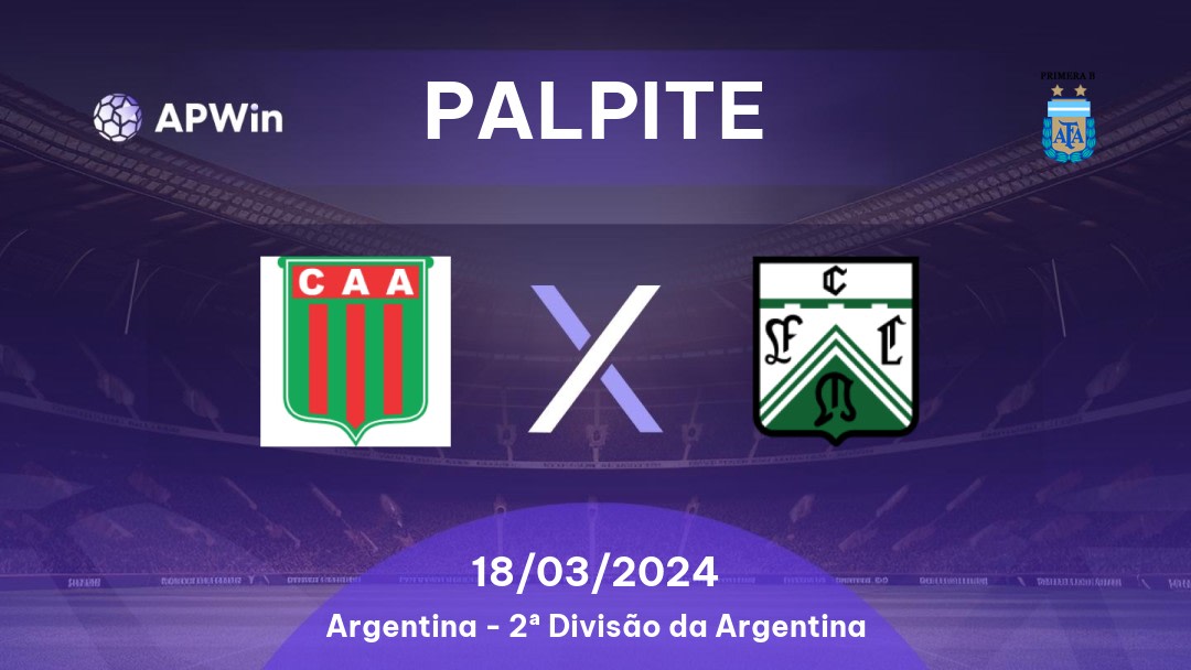 Palpite Agropecuario x Ferro Carril Oeste: 18/03/2024 - 2ª Divisão da Argentina