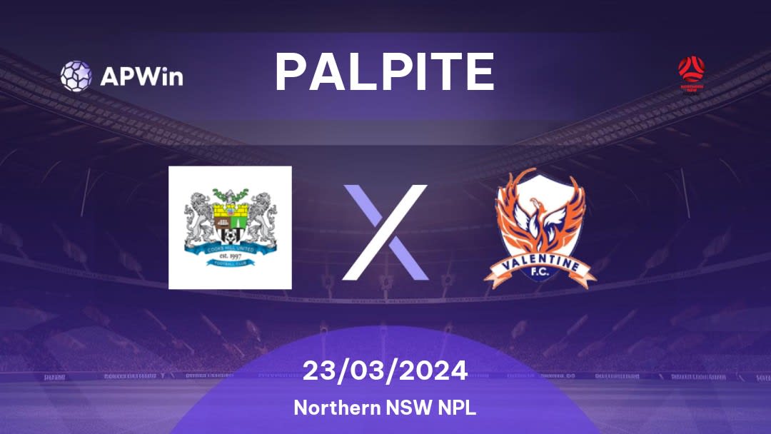 Palpite Cooks Hill United x Valentine: 18/03/2023 - Northern NSW NPL