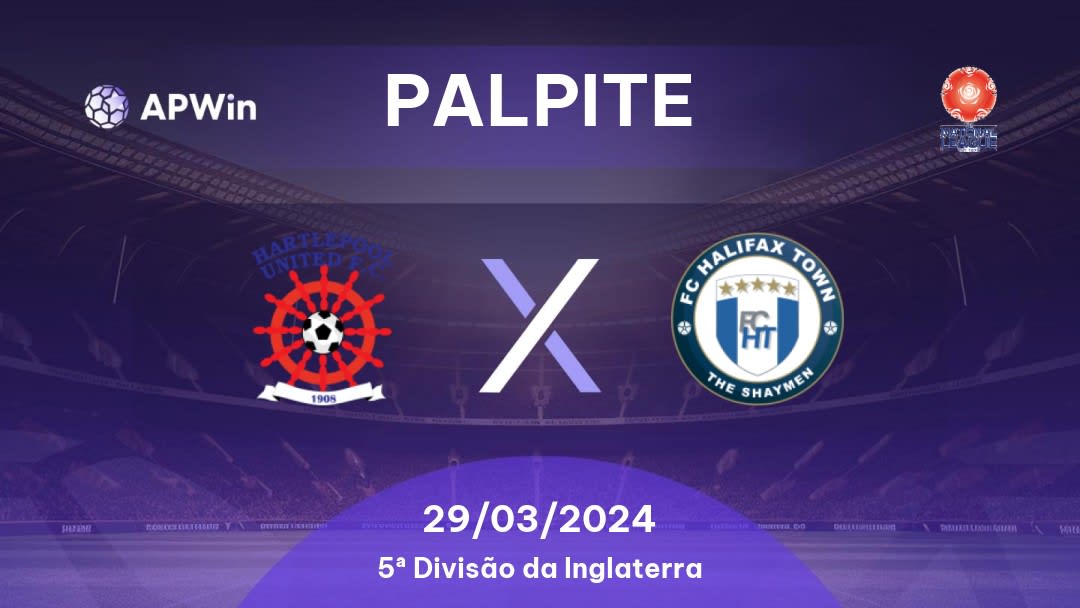 Palpite Hartlepool United x Halifax Town: 29/03/2024 - 5ª Divisão da Inglaterra