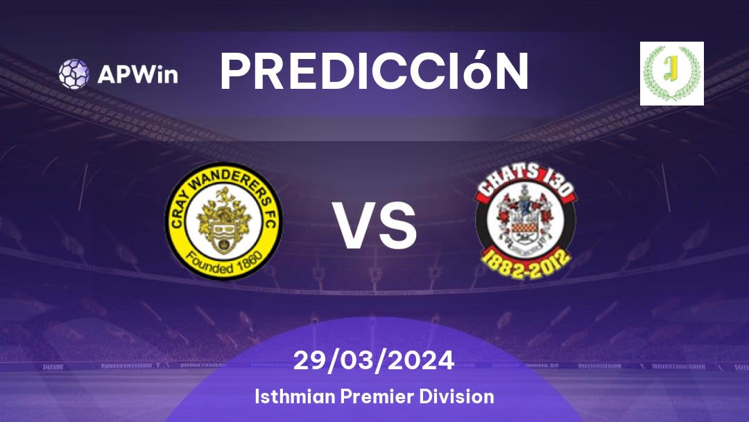 Predicciones Cray Wanderers vs Chatham Town: 29/03/2024 - Inglaterra Isthmian Premier Division