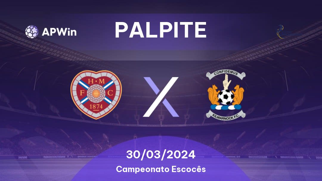 Palpite Hearts x Kilmarnock: 30/03/2024 - Campeonato Escocês