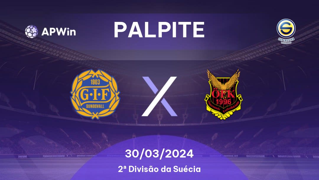 Palpite GIF Sundsvall x Östersunds FK: 30/03/2024 - 2ª Divisão da Suécia