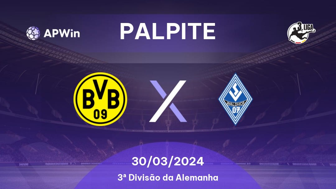 Palpite Borussia Dortmund II x Waldhof Mannheim: 30/03/2024 - 3ª Divisão da Alemanha