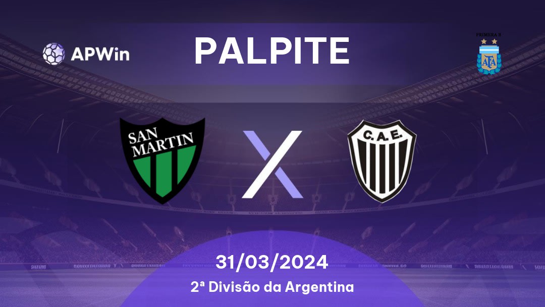 Palpite San Martín San Juan x Estudiantes Caseros: 31/03/2024 - 2ª Divisão da Argentina