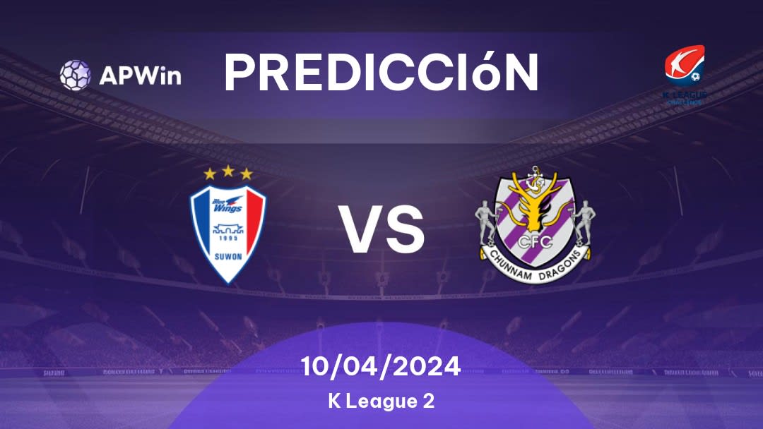 Predicciones Suwon Bluewings vs Jeonnam Dragons: 10/04/2024 - Corea del Sur K League 2