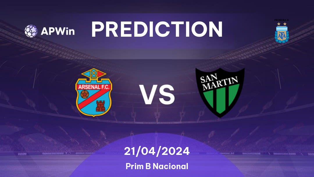 Arsenal de Sarandí vs San Martín San Juan Betting Tips: 21/04/2024 - Matchday 12 - Argentina Prim B Nacional