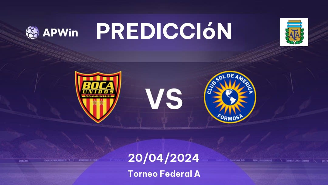 Predicciones Boca Unidos vs Sol de América: 20/04/2024 - Argentina Torneo Federal A