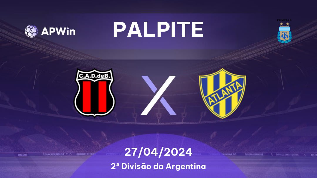 Palpite Defensores de Belgrano x Atlanta: 27/04/2024 - 2ª Divisão da Argentina