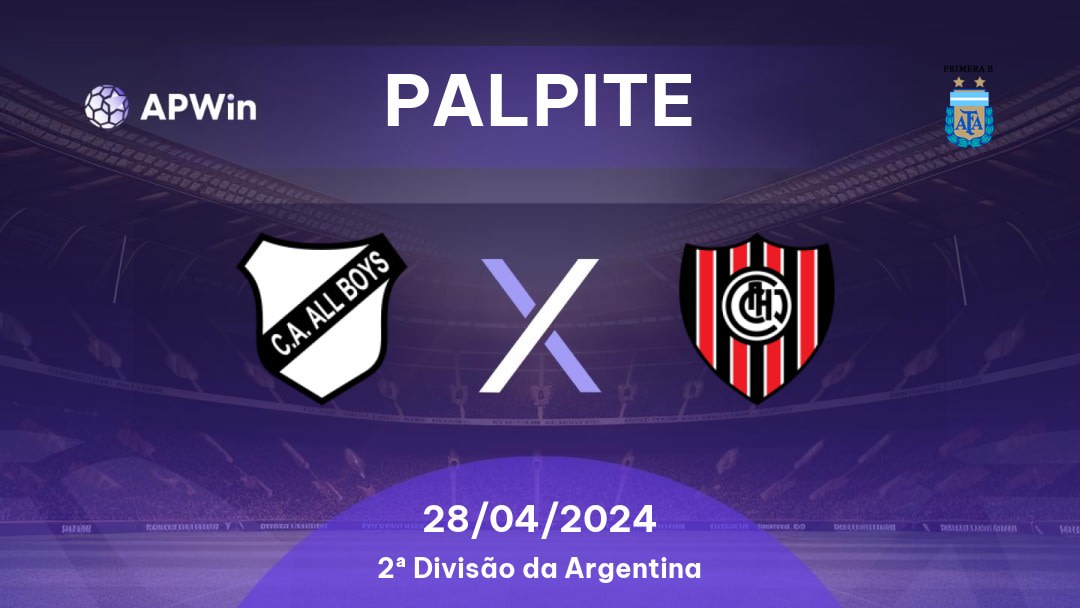 Palpite All Boys x Chacarita Juniors: 28/04/2024 - 2ª Divisão da Argentina