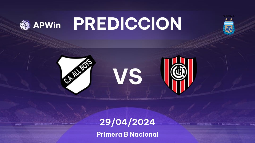 Predicciones All Boys vs Chacarita Juniors: 29/04/2024 - Argentina Primera B Nacional