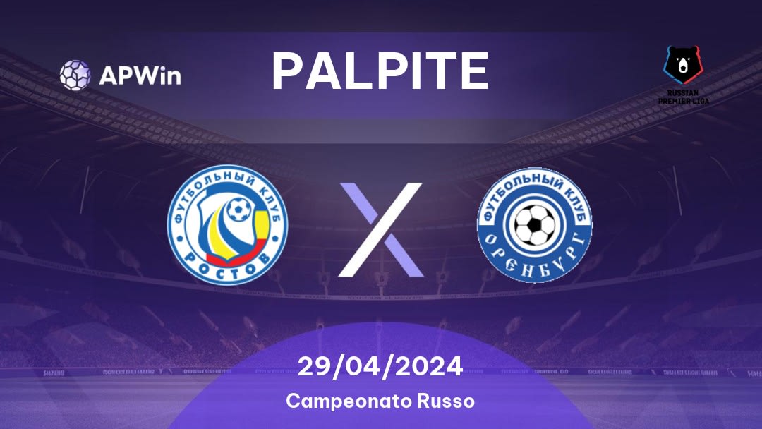 Palpite Rostov x Orenburg: 29/04/2024 - Campeonato Russo