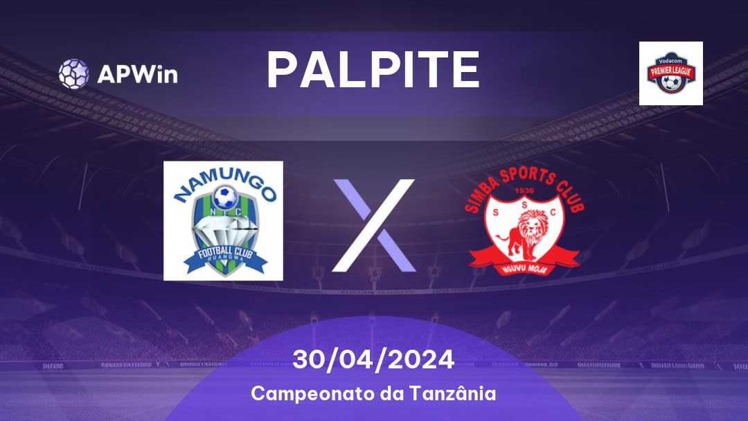 Palpite Namungo x Simba: 30/04/2024 - Campeonato da Tanzânia