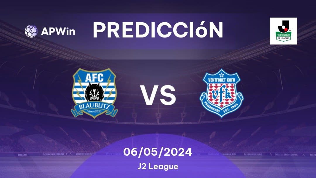 Predicciones Blaublitz Akita vs Ventforet Kofu: 06/05/2024 - Japón J2 League