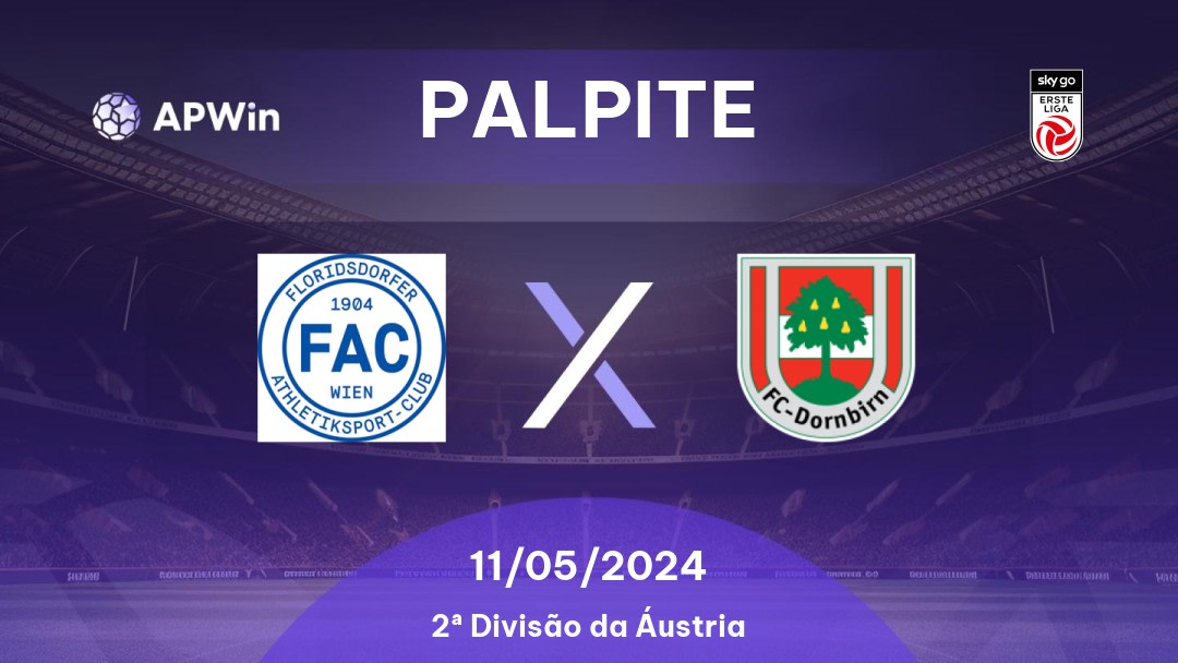 Palpite Floridsdorfer AC x Dornbirn: 29/10/2022 - Áustria 2. Liga