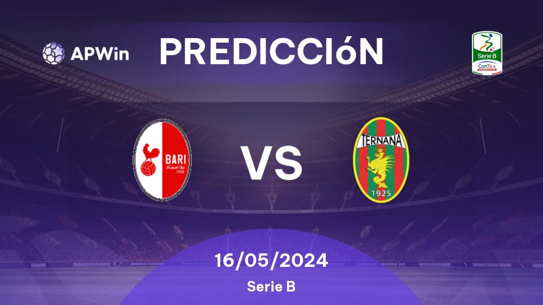 Predicciones Bari 1908 vs Ternana: 16/05/2024 - Italia Serie B