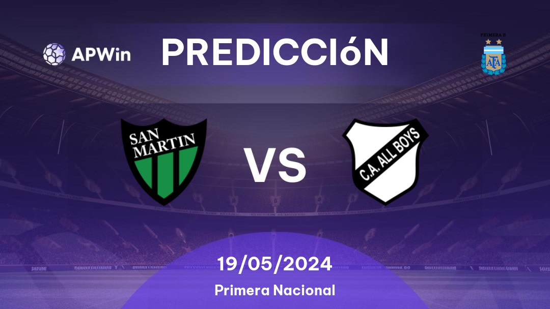 Predicciones San Martín San Juan vs All Boys: 19/05/2024 - Argentina Primera B Nacional