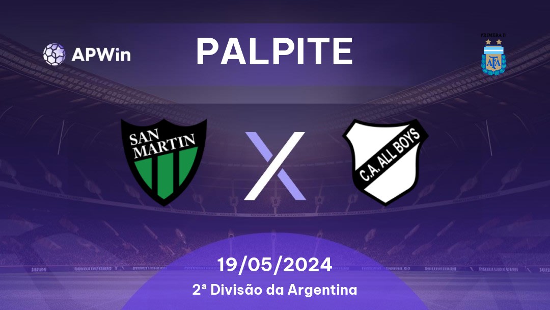 Palpite San Martín San Juan x All Boys: 06/08/2023 - 2º Divisão da Argentina