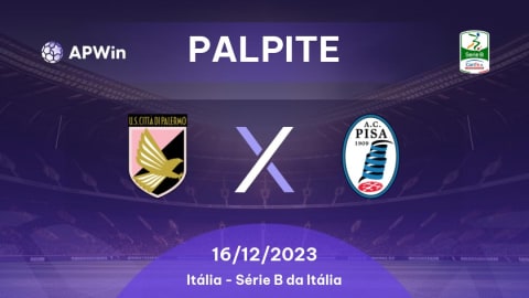 Palpite Palermo x Pisa: 16/12/2023 - Série B da Itália