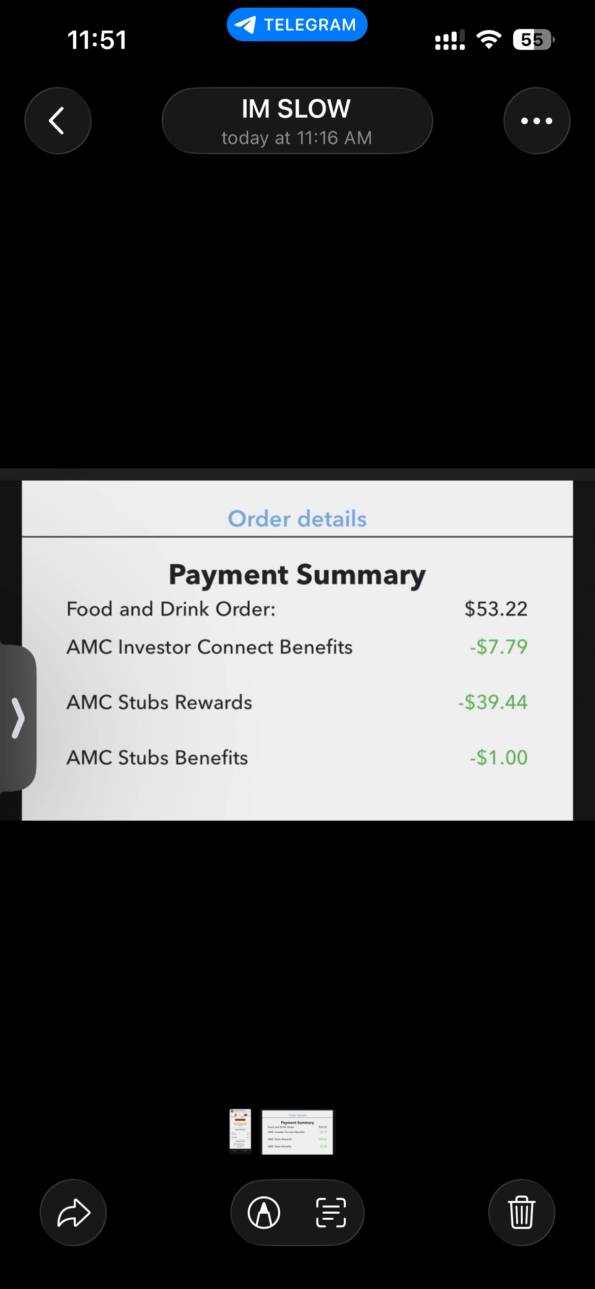 AMC concessions paid with Stubs rewards