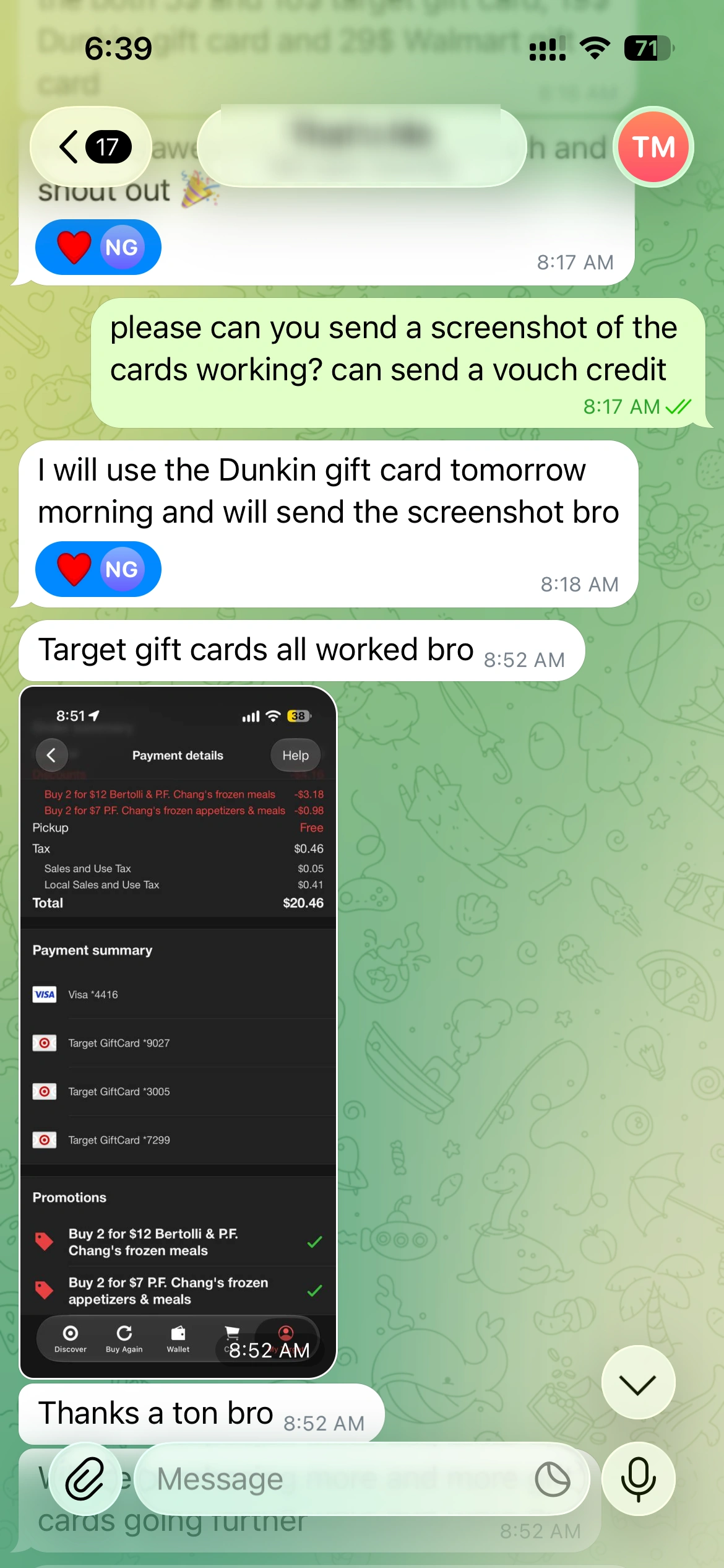 Target gift cards applied at Target checkout, all three worked