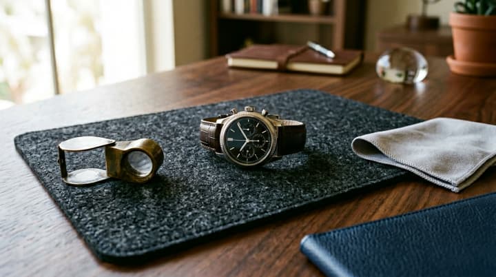 Luxury wristwatch detail photographed during collateral intake documentation