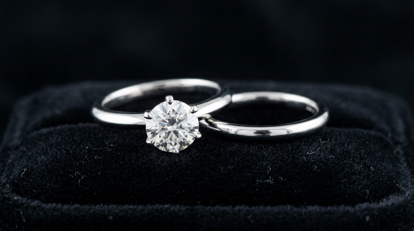 Diamond engagement ring and wedding band for grading and offer review