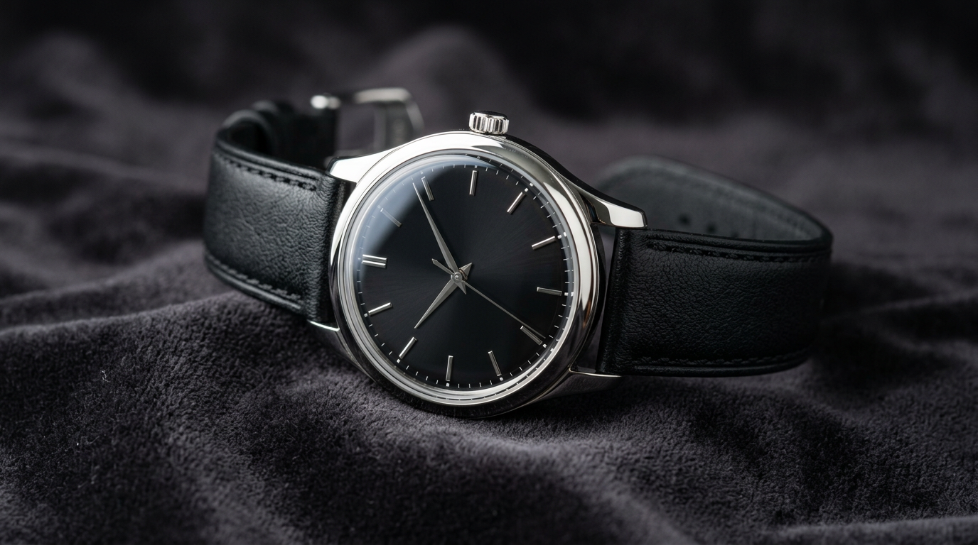 Fine dress watch on a leather strap for in-person authentication and valuation