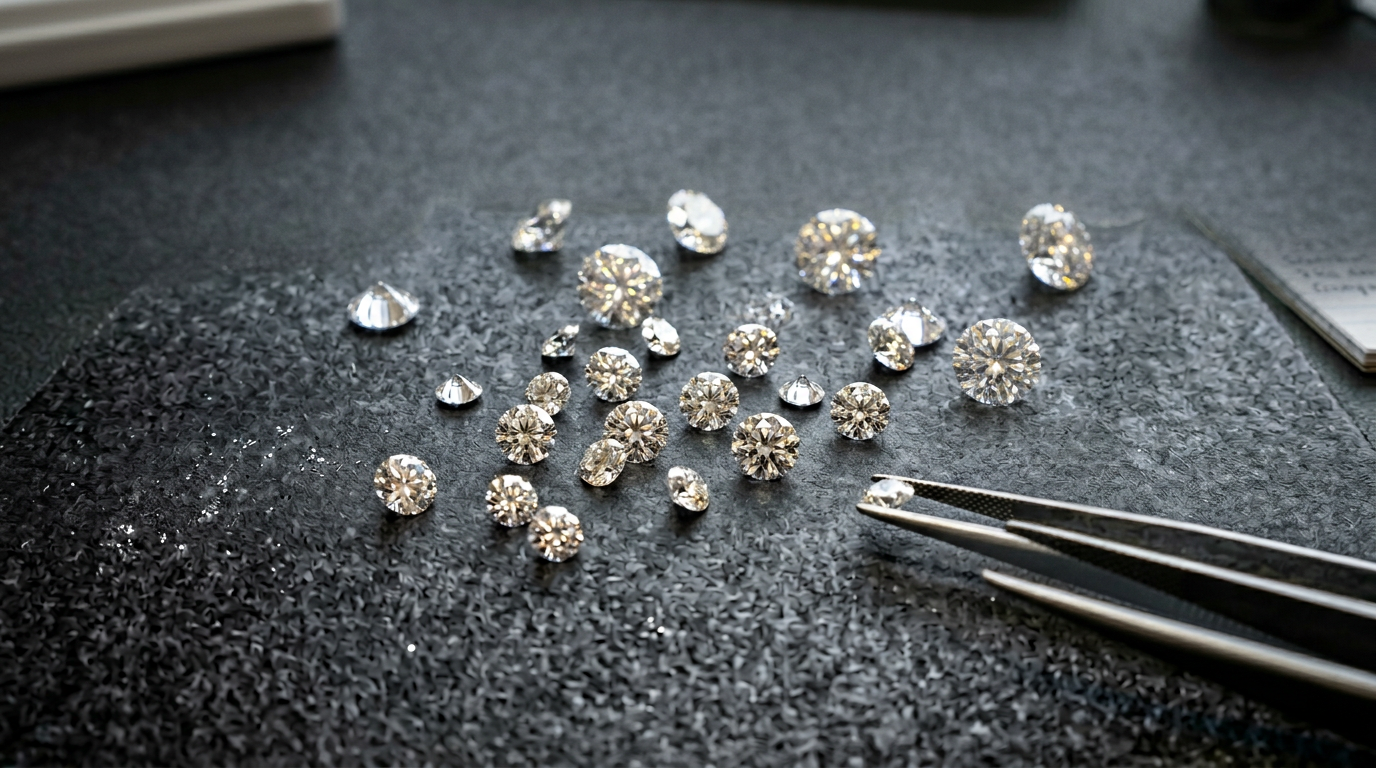 Loose faceted diamonds reviewed for weight, proportions, and documentation