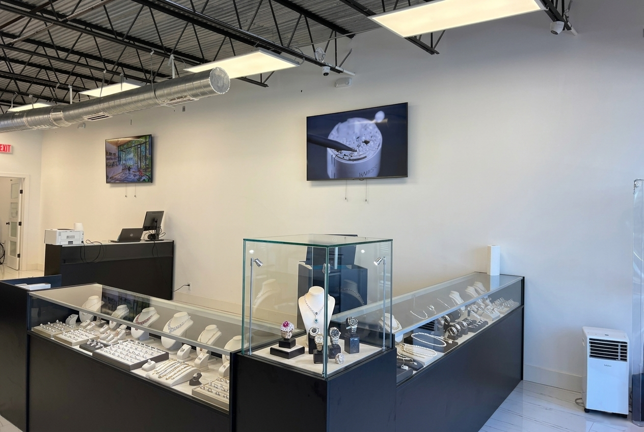 Jewelry display cabinets at Goldmine Exchange, Deerfield Beach, Florida
