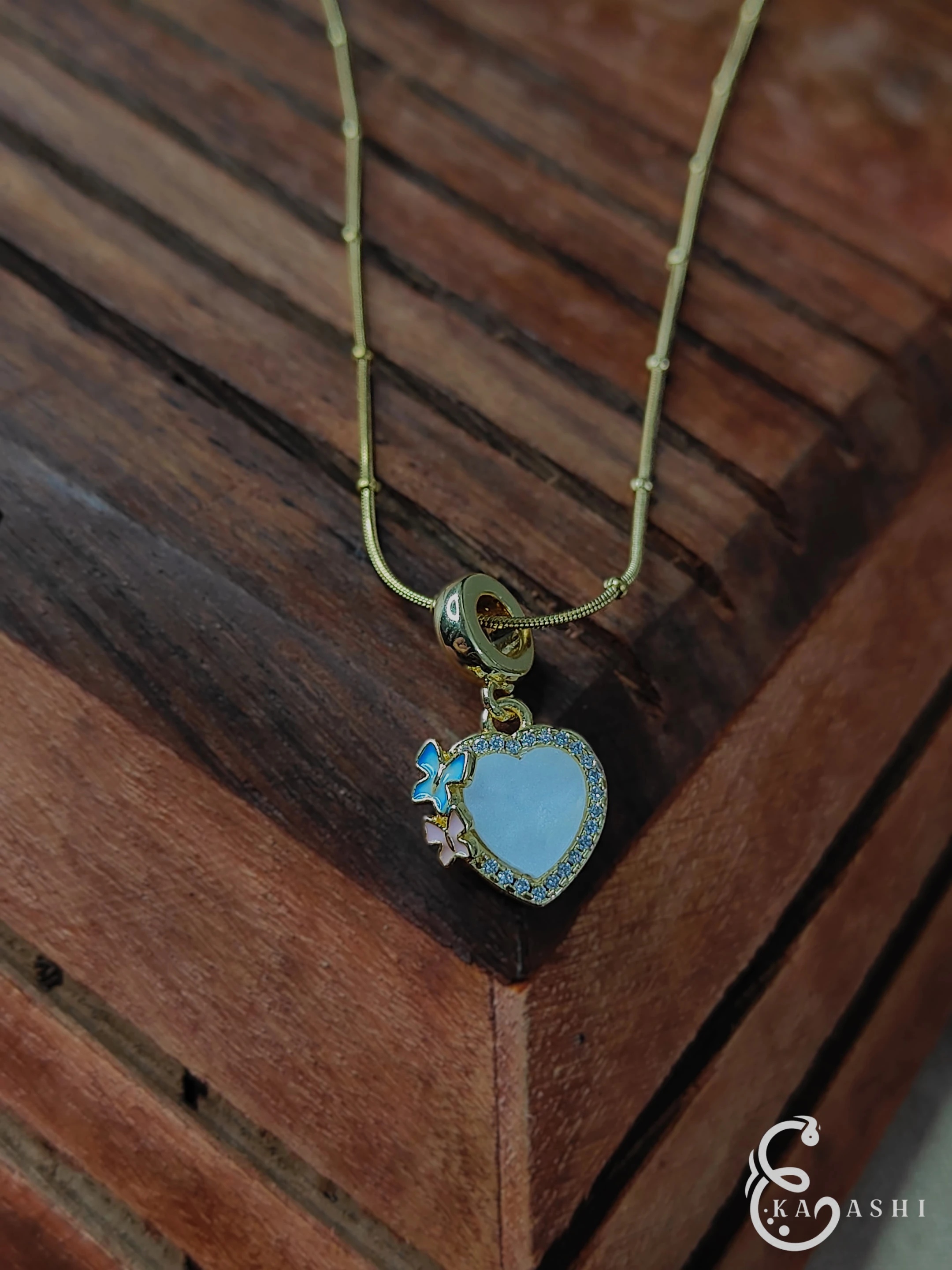 Ekaashi Heart & Butterfly Pendant Necklace