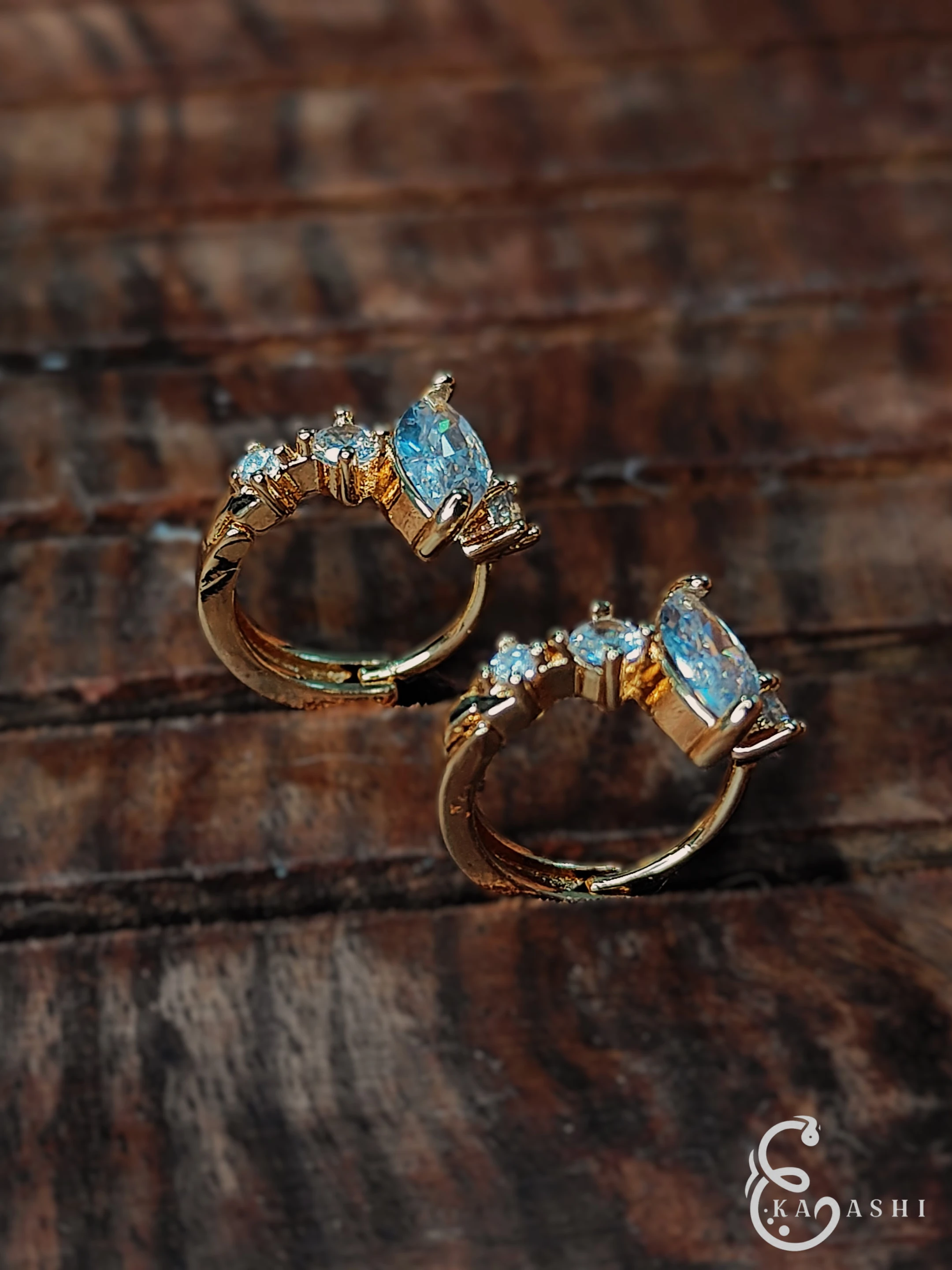 Ekaashi Azure Marquise Hoops