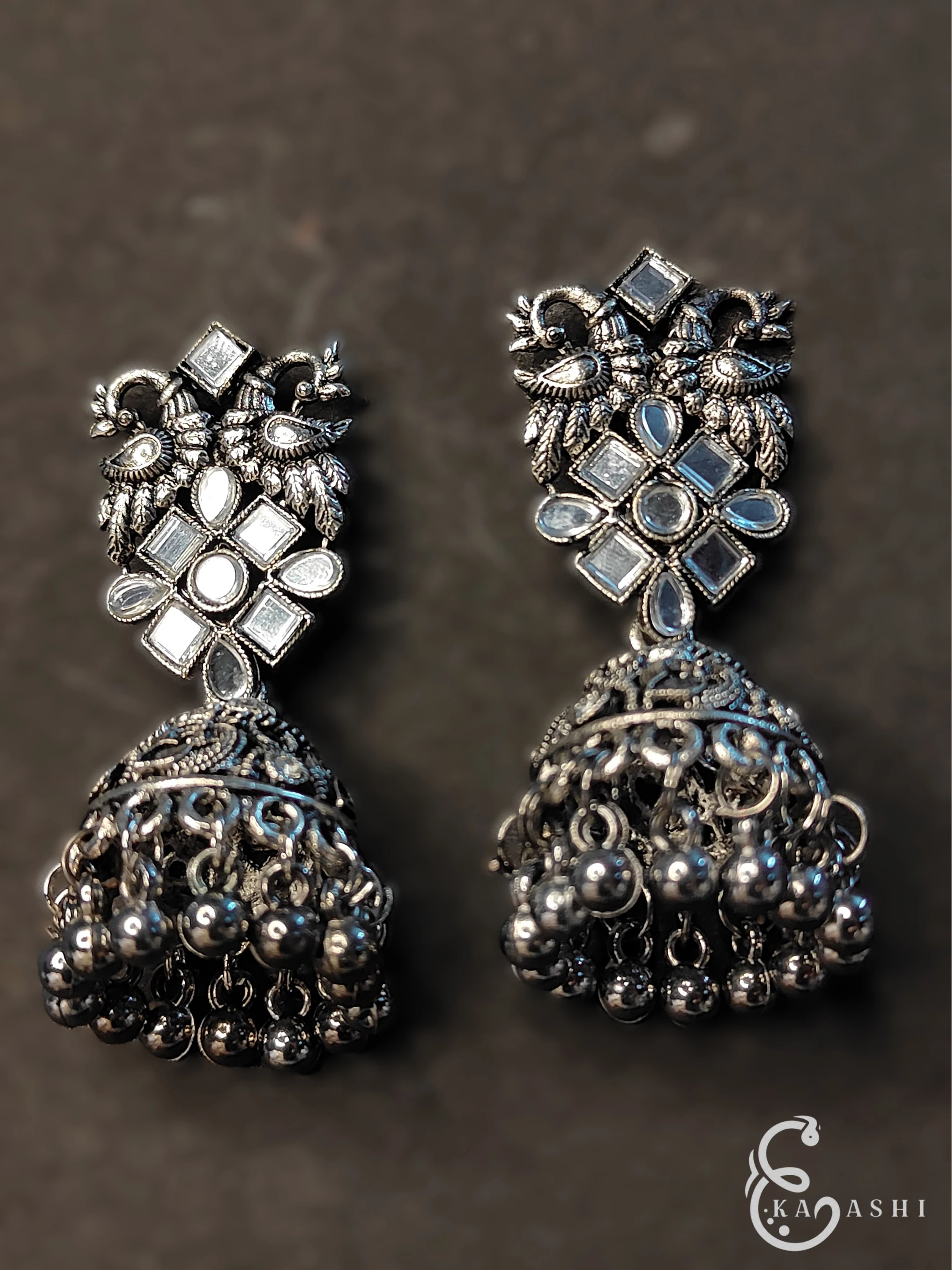 Ekaashi Shimmering Mirror Jhumkas