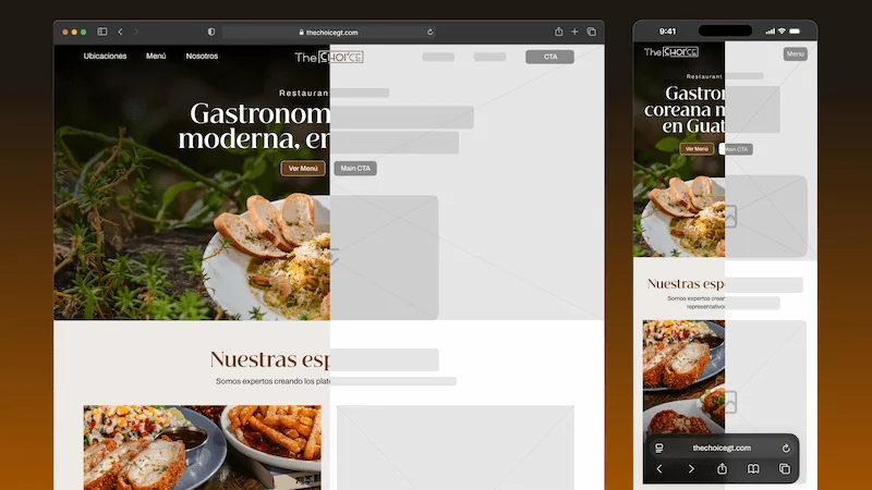 Website and mobile view of homepage