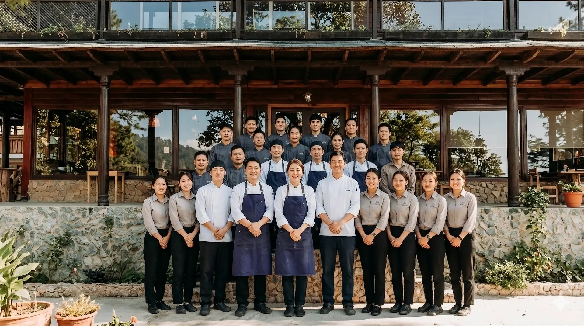 Equipo de The Choice frente al restaurante