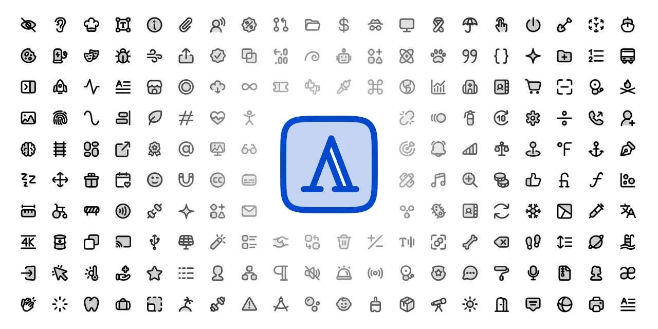 Icons banner with logo in the center